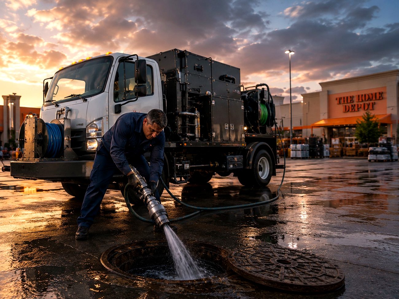 Hydro jetting service truck in Addison Texas