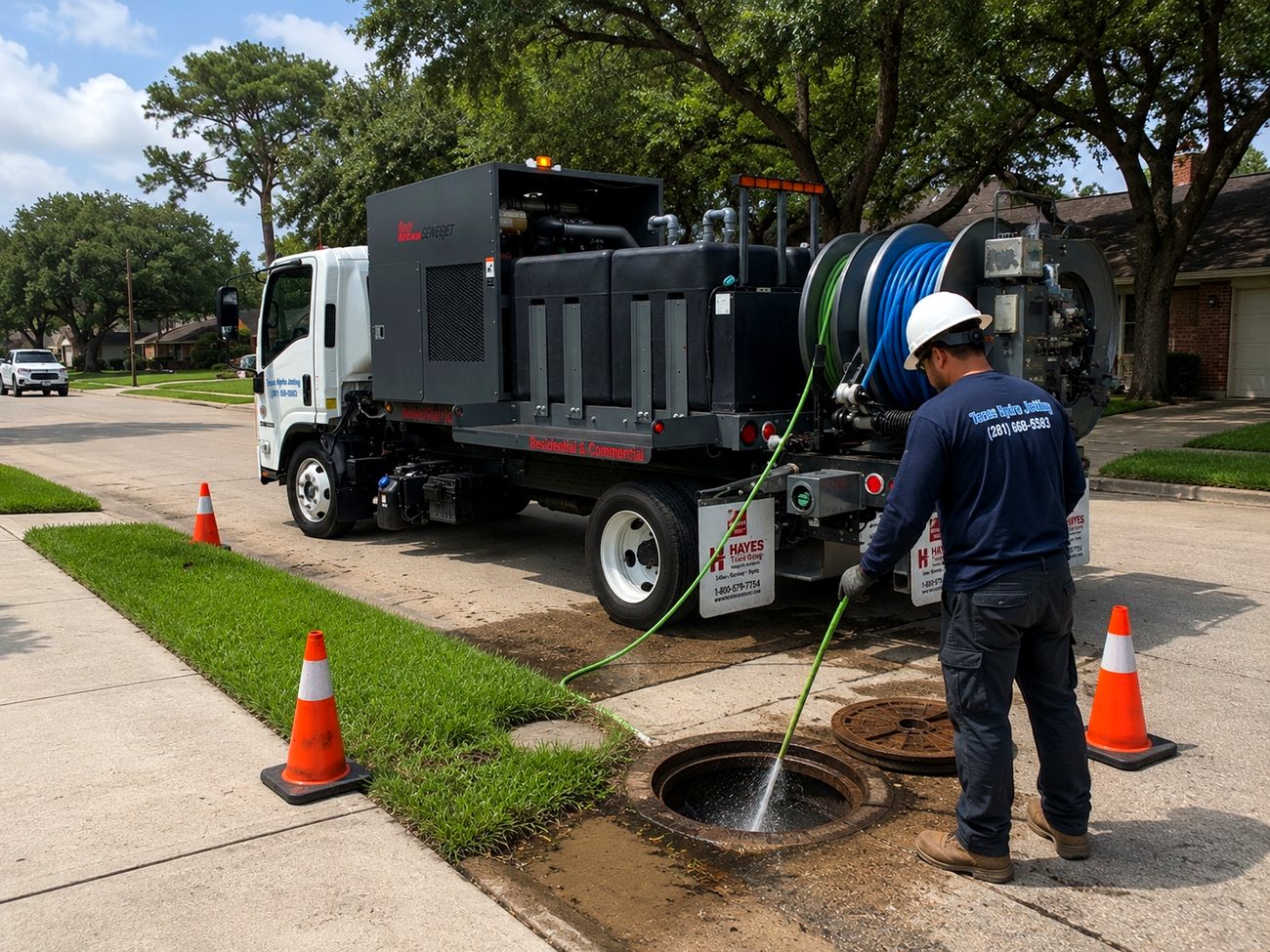 Hydro jetting service truck in Frisco Texas